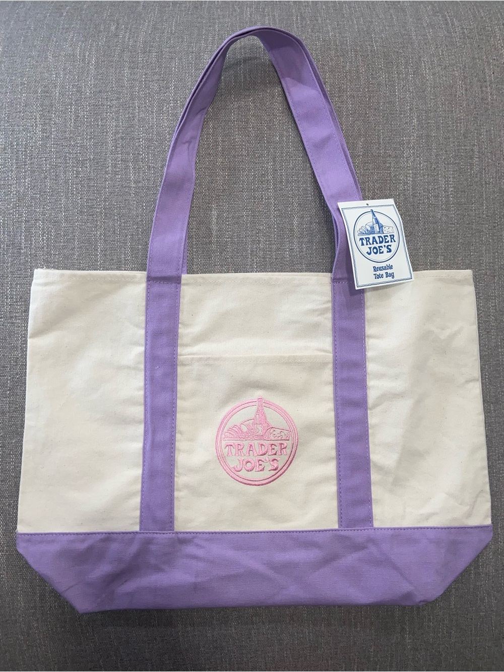 Trader Joe's Limited Edition Large Lavender Reusable Canvas Tote Bag— NEW!